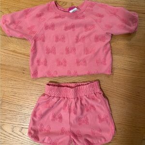 Disney Junior Minnie Mouse Bow Tie Coral Toddler Short Sleeve Short Apparel